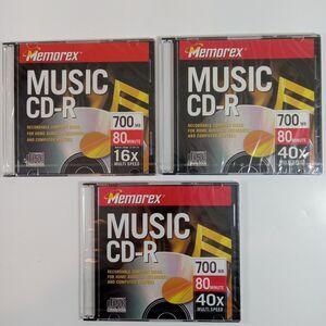 3 Memorex MUSIC CD-R Recordable Discs 700MB 80 Min Audio Data Jewel Case NEW